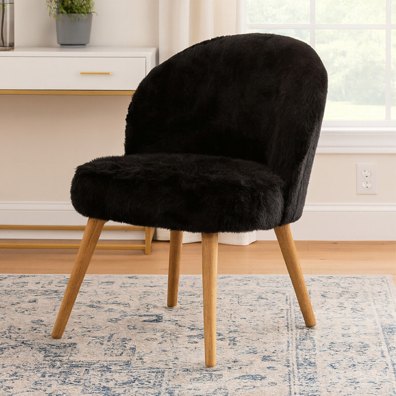 Alana Upholstered Slipper Chair, Black