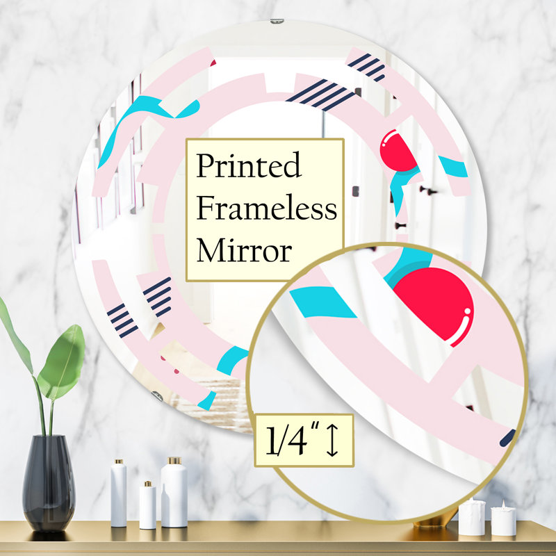 Miroir mural sans cadre à motif géométrique abstrait 3 space, 31,5 po x 31,5 po