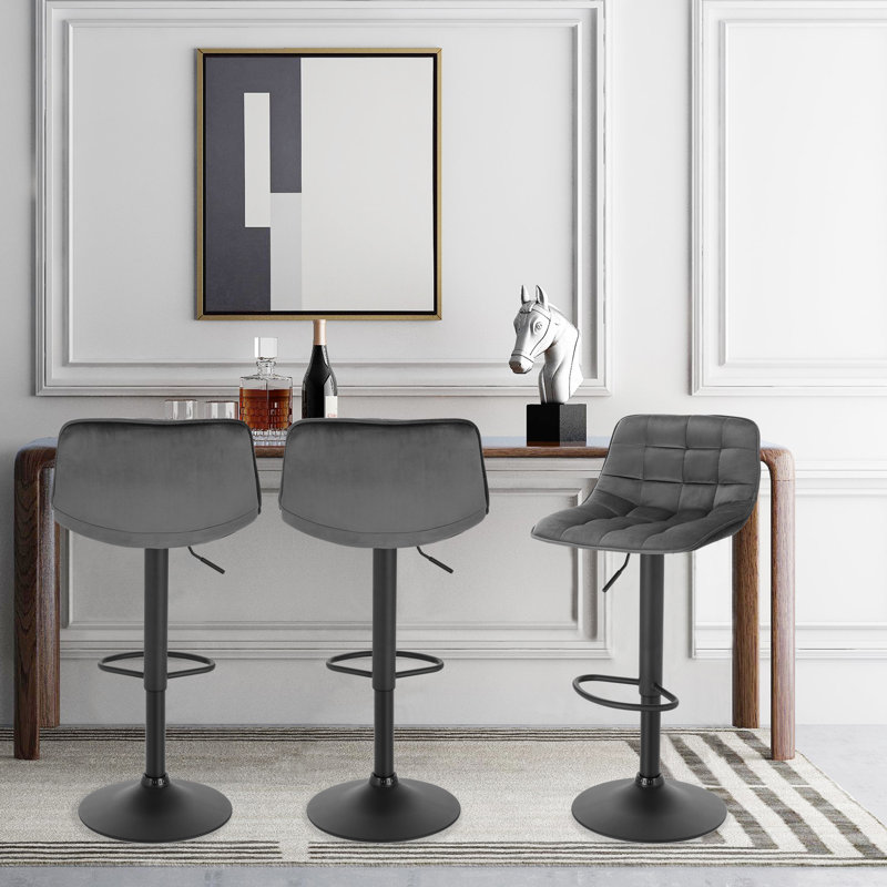 Peake Upholstered Adjustable Height Counter Stool, Dark Grey
