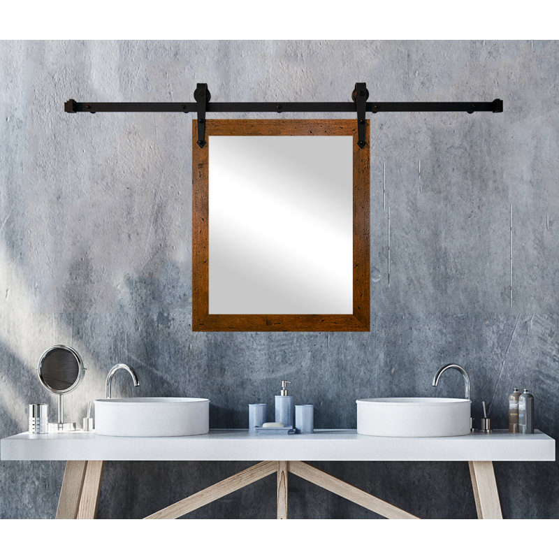 Neace Flat Mirror, 39" H x 33" W, Rustic Dark Walnut