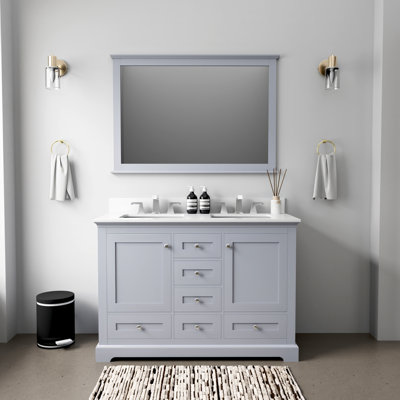 Dukes 48 in. W x 22 in. D Double Bath Vanity and 46 in. Mirror