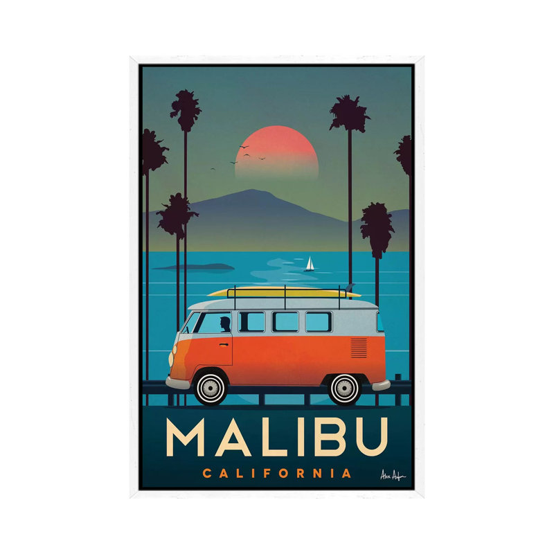 Malibu - Painting on Canvas, 66.04cm H x 45.72cm W x 3.81cm D, White Framed