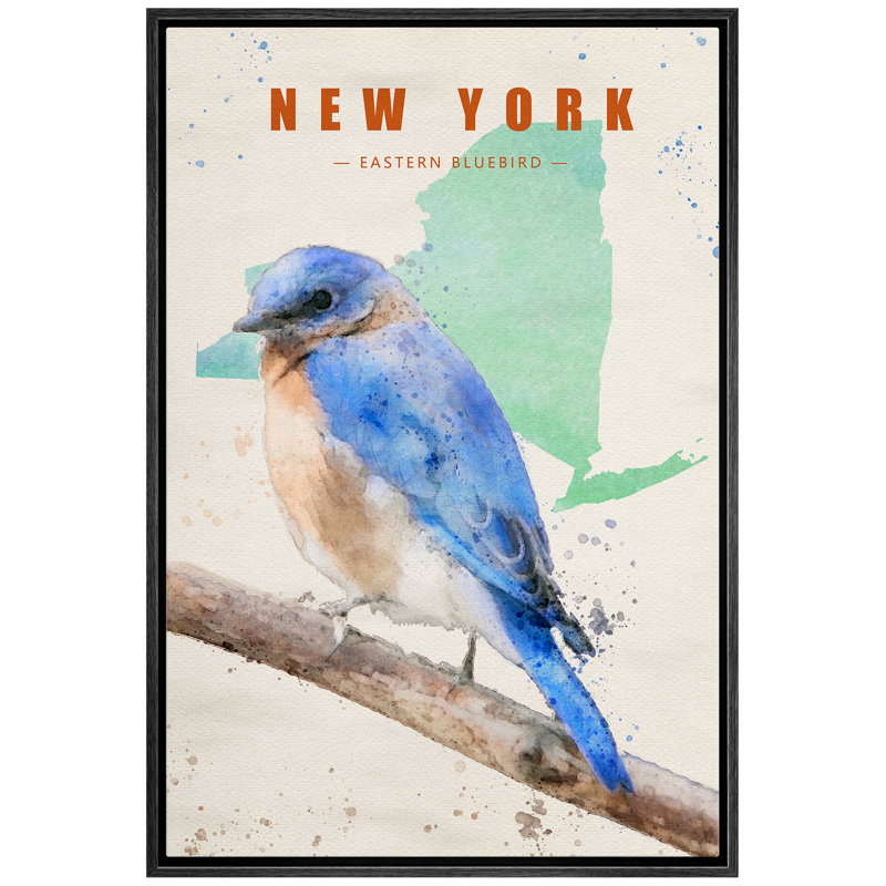 Oiseau bleu de New York IDÉE4WALL, Noir, H 24 po x l 16 po x P 1,5 po