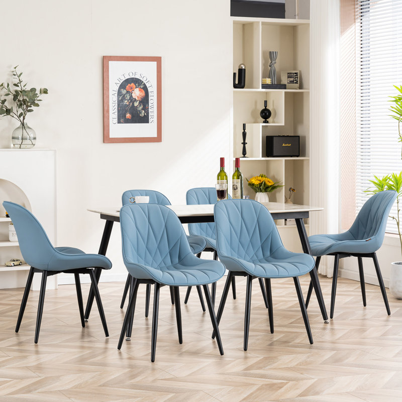 Chaise d'appoint rembourrée en similicuir Chardee, Bleu