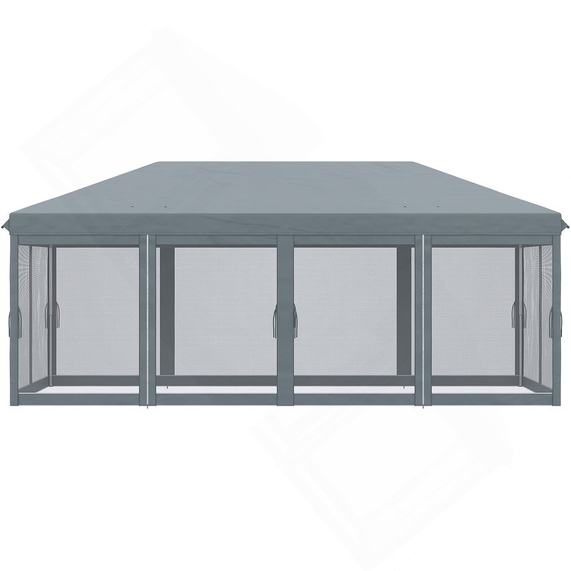 Tente avec auvent Pop Up Outsunny, Gris