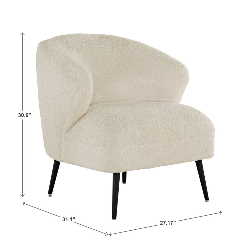 Fauteuil d'appoint et repose-pieds cube Betio Boucle, Tissu blanc