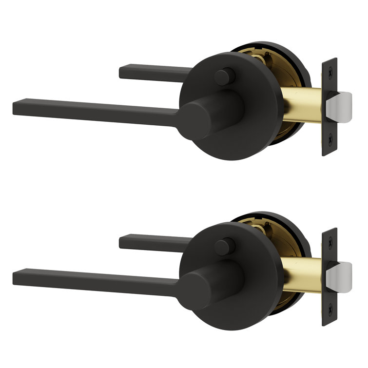 Muse Privacy Door Lever with Push Button and Round Rosette