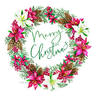 " Merry Christmas Wreath " by Cindy Jacobs Painting Print
