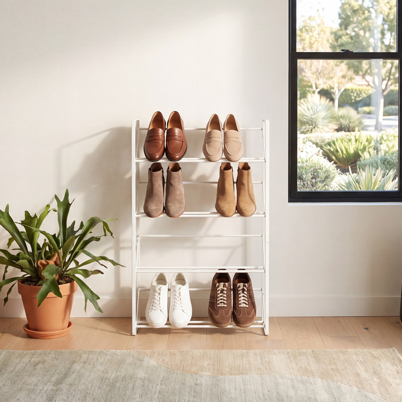 Yamazaki Home Slim Shoe Rack, White