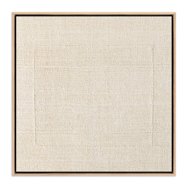 Boxed In Print by Karen Covey, 24" H x 24" W x 2" D, Light Brown Floater Framed