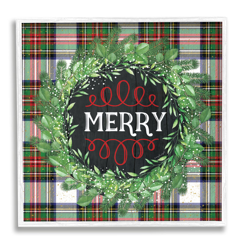Merry Sentiment Winter, H 24 po x l 24 po, Giclée encadrée blanc bord de mer
