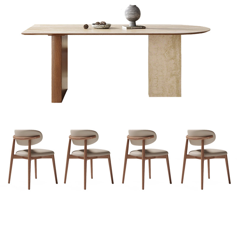 Ensemble de salle à manger rectangulaire semi-ovale, H 29,5 po x L 78,7 po x l 35,4 po