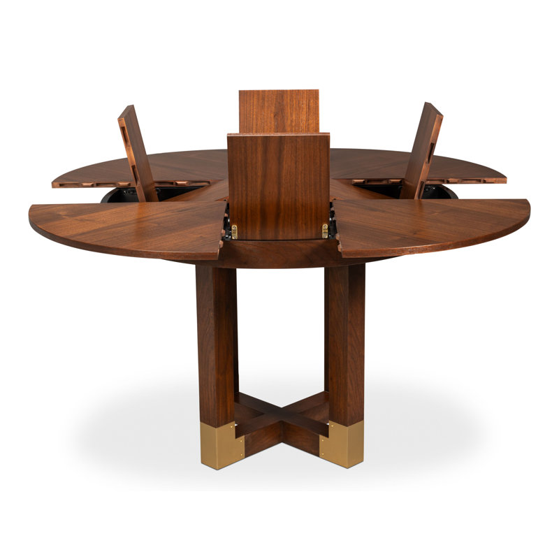 Round Walnut Wood Dining Table