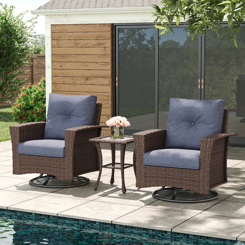 Metal Outdoor Glider, Brown, Navy