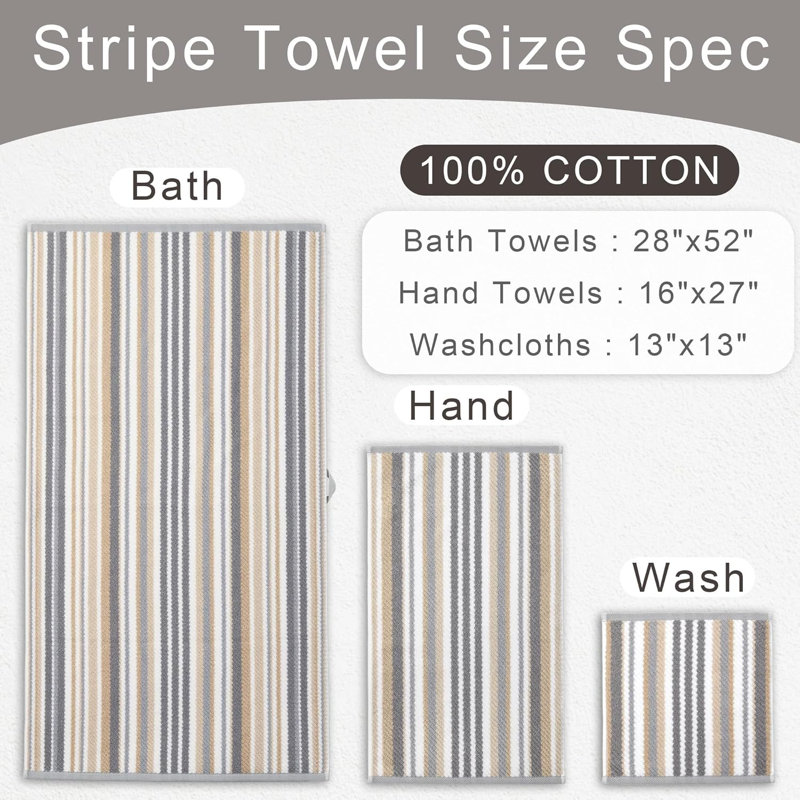 100% Long-Staple Cotton Bath Towels Set of 4, 28x52 Inches Ultra Soft Absorbent Quick Dry with Hanging Loops