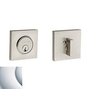Contemporary Square Single Cylinder Deadbolt, Polished Chrome