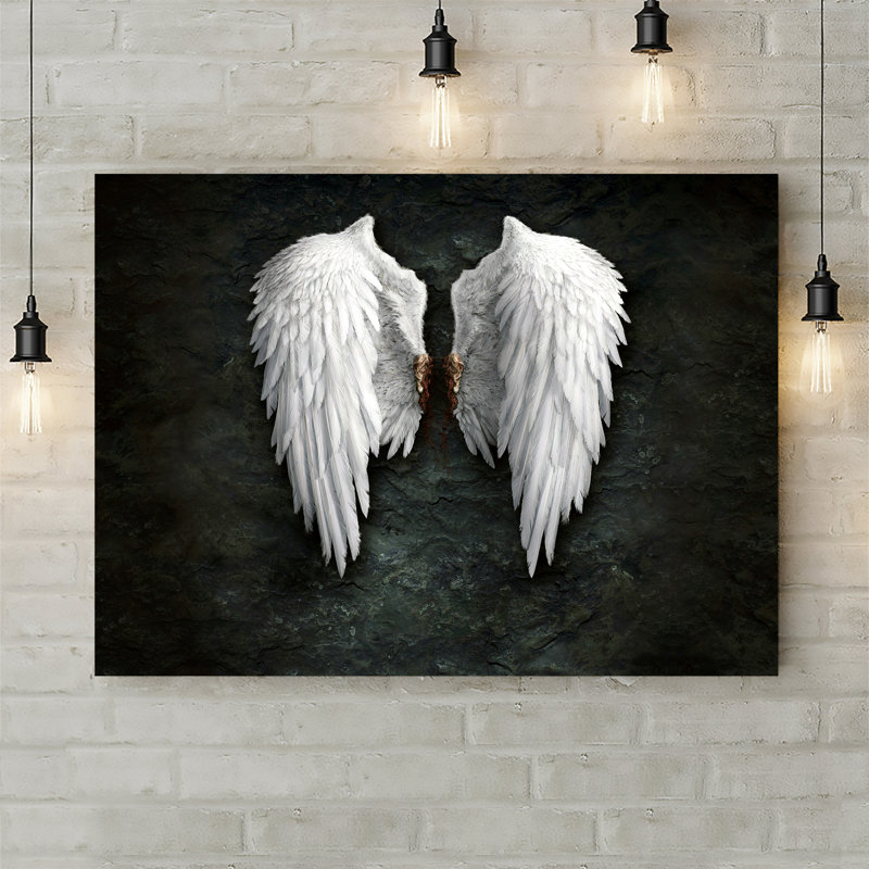 White Angel Wings - Wrapped Canvas Print, 30.5cm H x 40.6cm W x 3.8cm D
