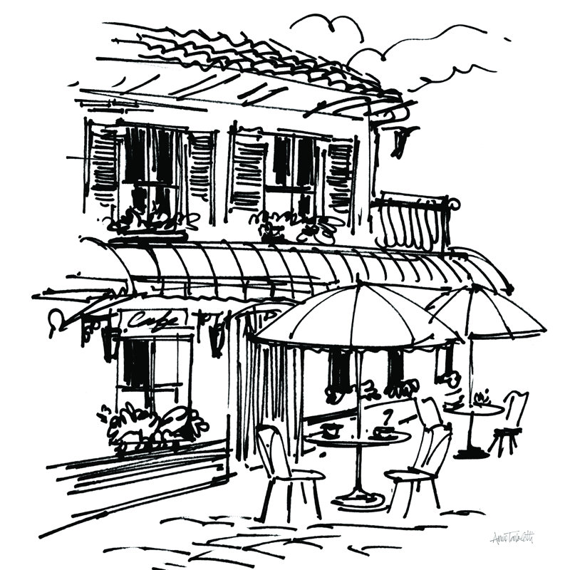 Café croquis I, H 20 po x l 20 po