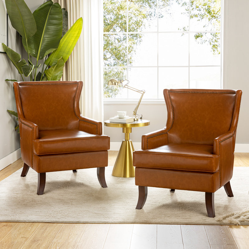 Fauteuil en cuir Kezaria, Similicuir brun clair