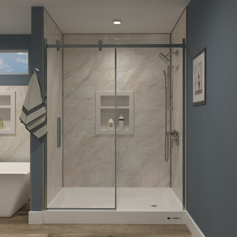 36x60 Drain Single Threshold - Acrylic Shower Base, Right