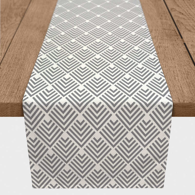 Chemin de table Doster, 72 po x 16 po, Gris, Géomestrique 7