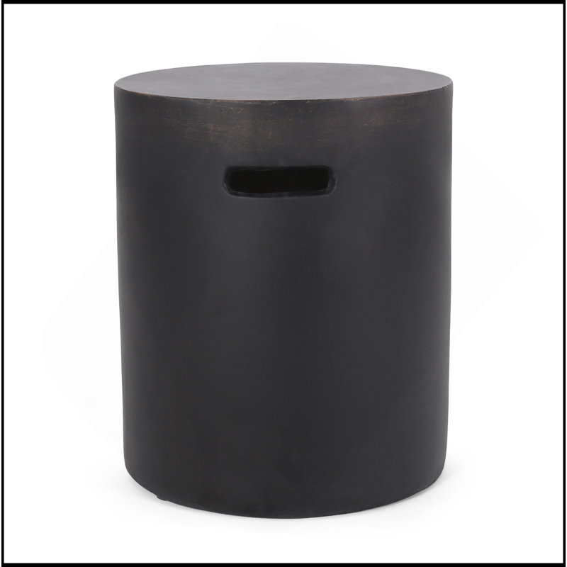 Table d'appoint d'extérieur en béton léger, finition cuivre, résistante aux intempéries et élégante pour un patio ou un balcon