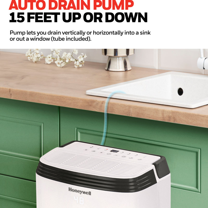 Honeywell 50 Pint White Portable Dehumidifier with Built-in Pump