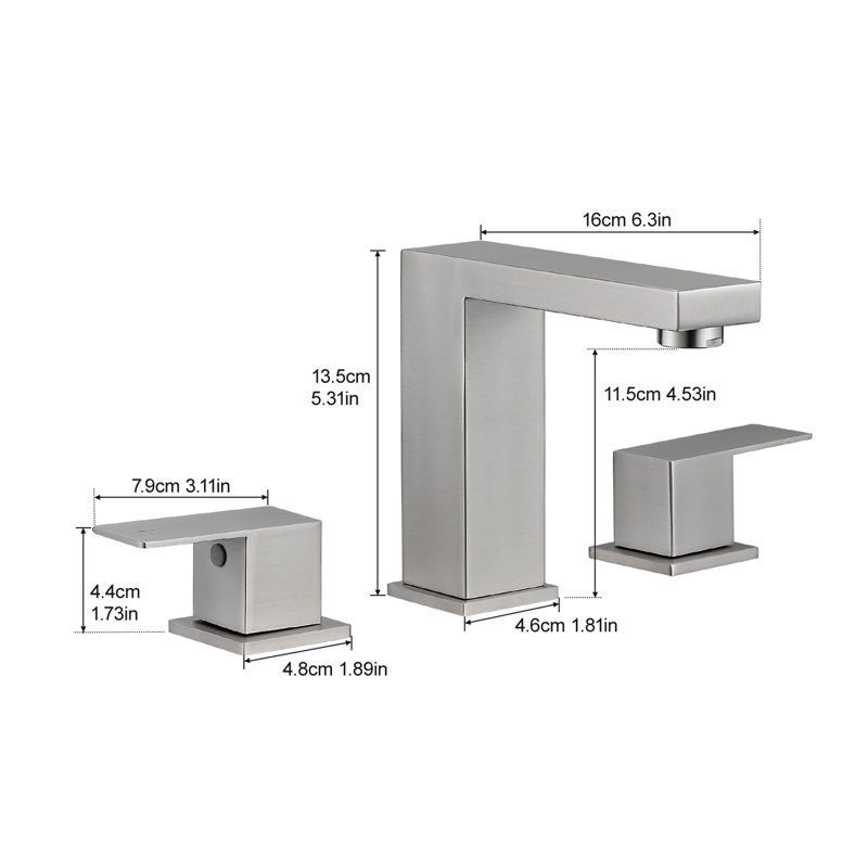 8 Inch Widespread 3 Hole Bathroom Sink Faucet, Stainless Steel, Brushed Nickel, Double Lever Handle, And Side For Safe Use Nickel Steel , Cartridge Valve