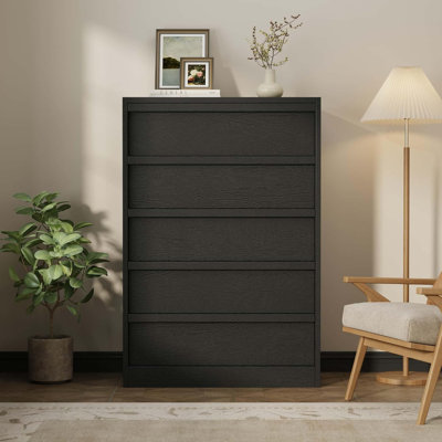Commode 5 tiroirs 43,3 po de hauteur - commode autoportante en bois pour la chambre à coucher, le couloir ou le vestibule
