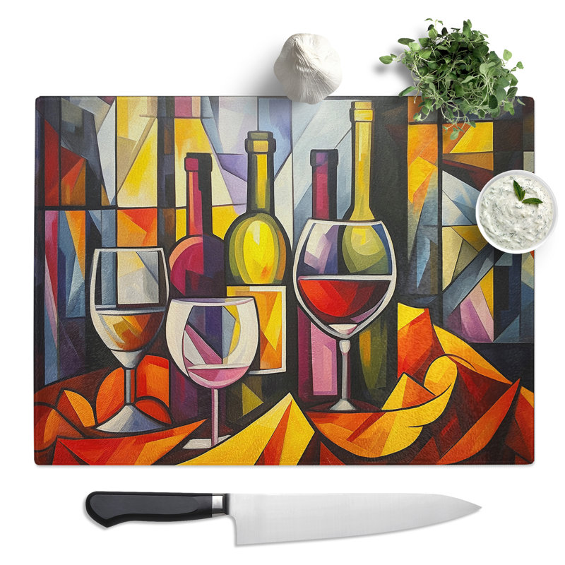 Wine Cubism  Glass Chopping Board