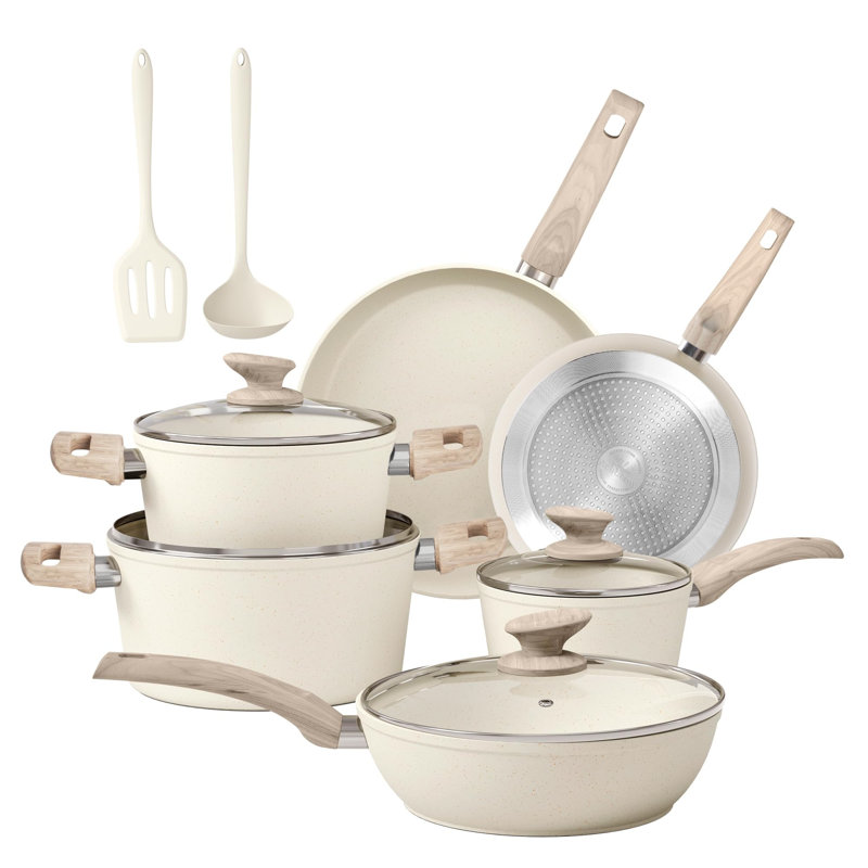 12 - Piece Aluminum Cookware Set, Beige