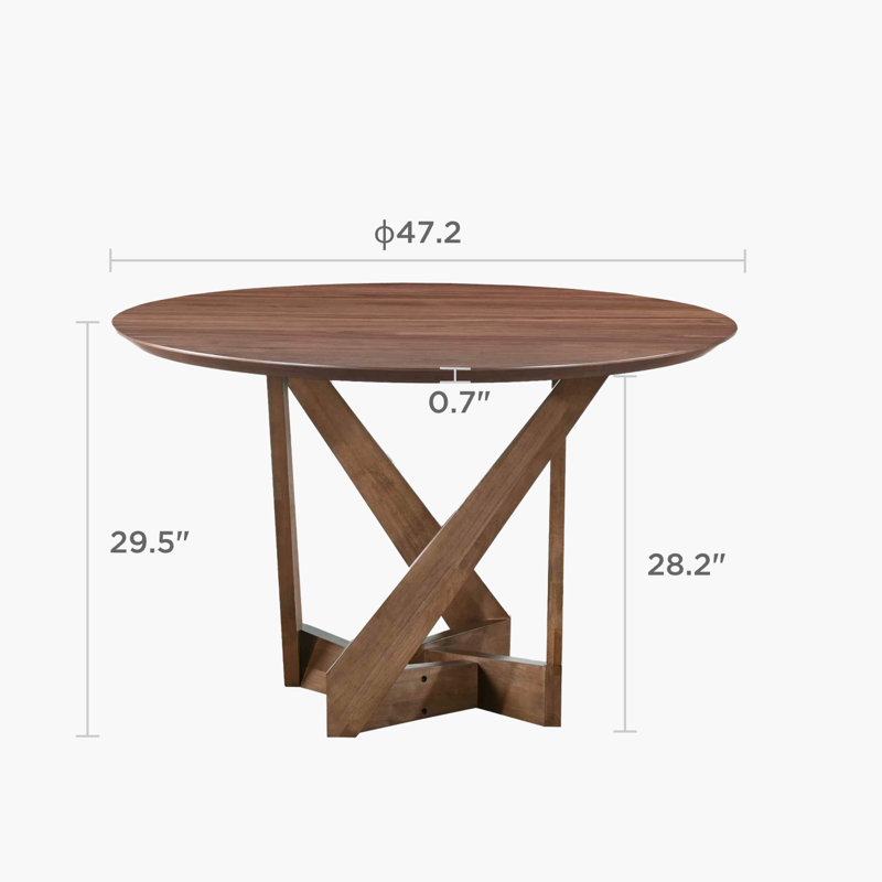 Petite table de salle à manger 47 "pour 4 personnes Acanva, plateau en panneau de fibres à densité moyenne et base en bois
