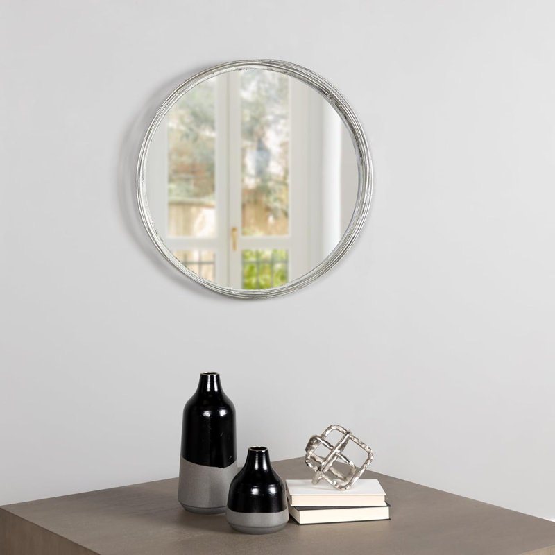 Modern Round Jocelyn Wall Mirror, Silver