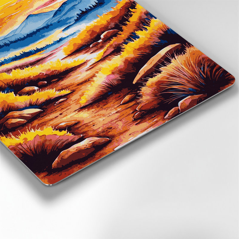 Aquarelle paysage 46, art mural en métal brun, H 10 po x l 8 po
