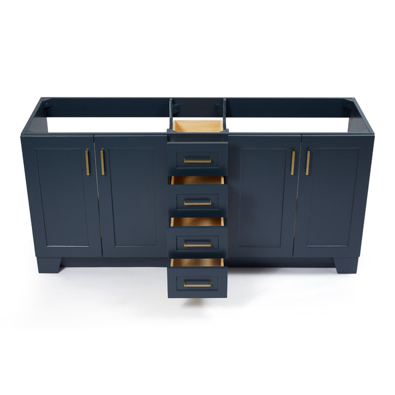 72" Double Bathroom Vanity Base Only, Midnight Blue