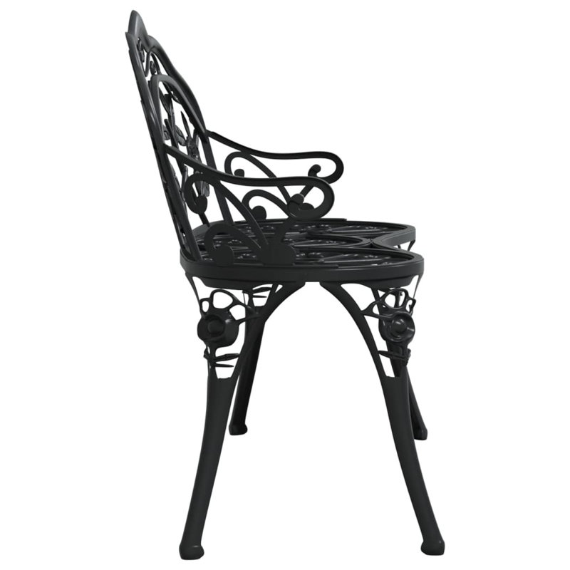vidaXL Outdoor Patio Bench Garden Bench Furniture with Armrests Cast Aluminum, Black