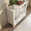 Buffet storage cabinet with double glass doors and unique bell handle