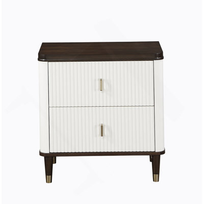 Modern And Functional 2 - Drawers Nightstand With USB Port, Durable Wooden Bedroom Furniture For A Relaxed And Organized Space