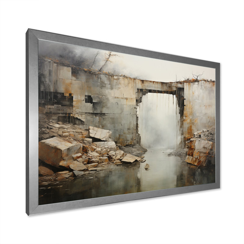 Impression sur toile, "Minimalisme Bridge Power", Silver Picture Framed, 12" H x 20" W