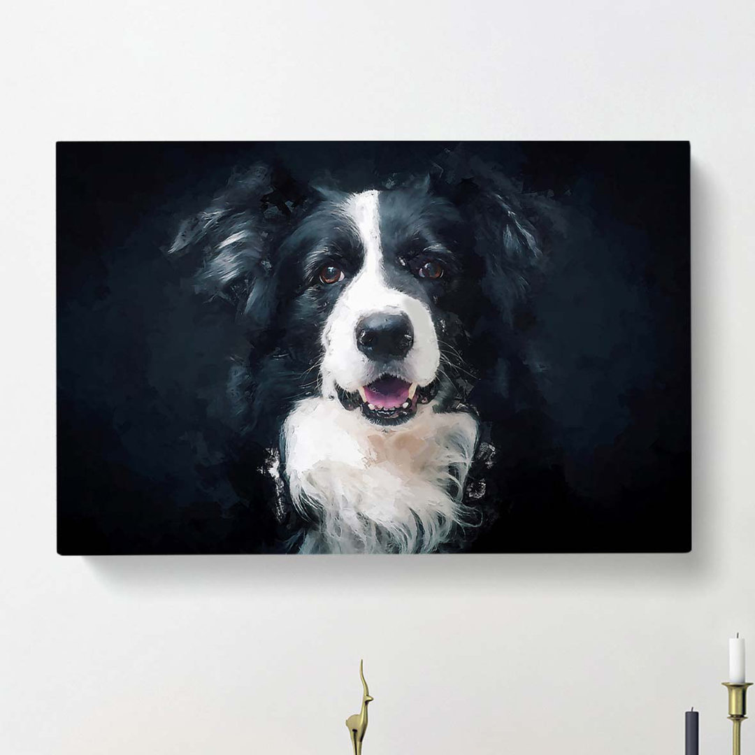 Border Collie Dog in Abstract - Wrapped Canvas