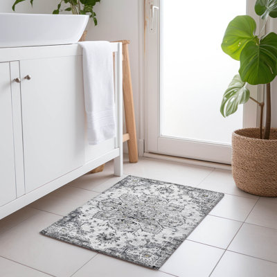 Premium Machine Washable Barayon AMF93 Fog 1'8" x 2'6" Rug