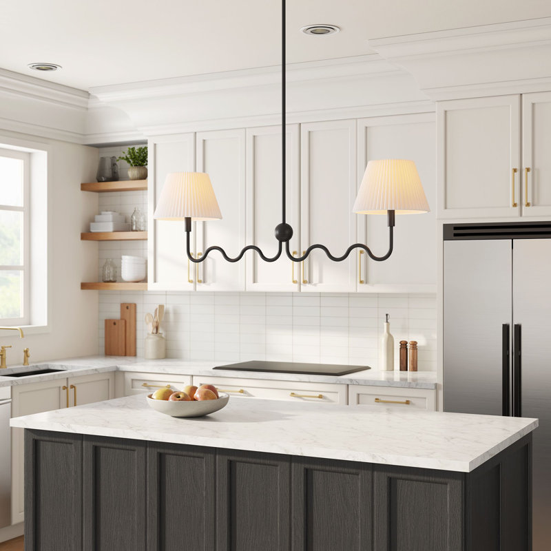 Luminaire suspendu en laiton Wave Squiggle, Noir satiné