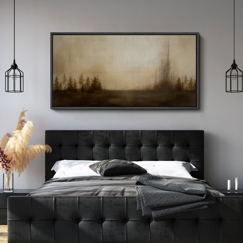 Ethereal Trees Soft Nature Scene Modern Art, 30" H x 60" W, Black