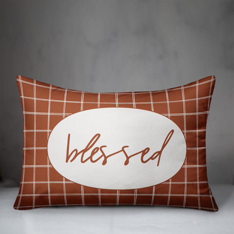 Plaid Outdoor Reversible Throw Pillow, Orange
