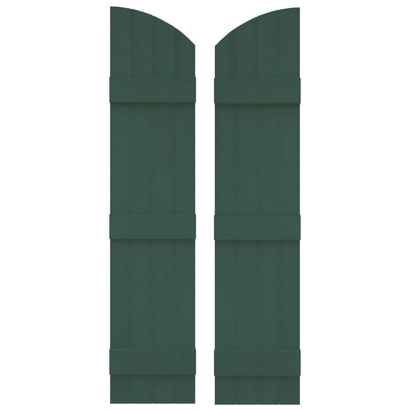 Builders Edge, paire de volets standard à quatre planches jointes avec arche, planche-n-lattes, Vert forêt, 77"