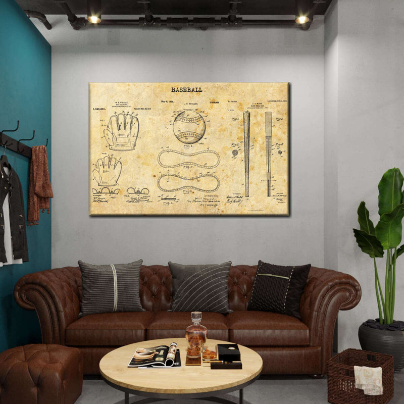 Baseball Compilation brevet sur toile, H 8 po x l 12 po x P 1 po