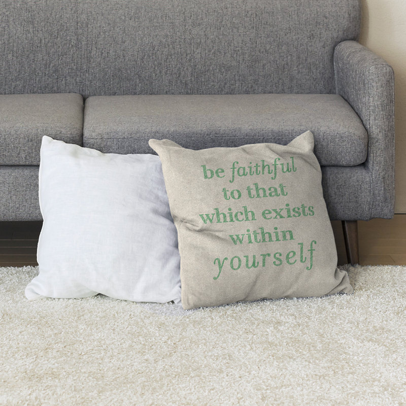 Coussin de sol be loyal to yourself, Blanc/vert, H 40 po x l 40 po