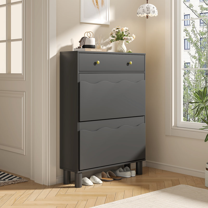 12 Pair Shoe Storage Cabinet, Black
