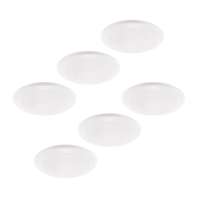 East Grove Home Builder Essential 6in Round Disc LED Recessed Flush Mount 10W 800 Lumens with 5-CCT 2700-3000-3500-4000-5000K in White (Pack of 6)