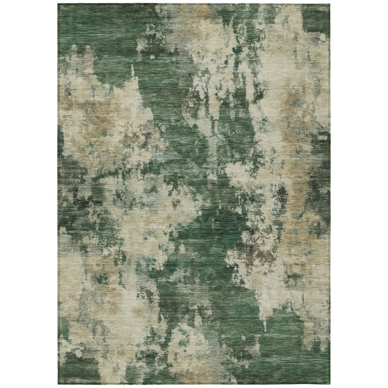 Machine Washable Indoor/Outdoor Xhevrie Fern Rug, Rectangle 10' x 14'